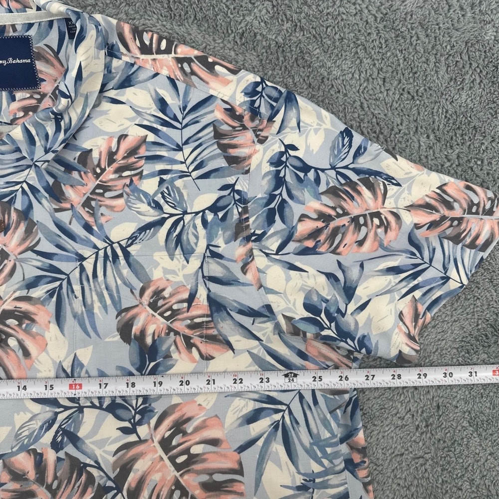 Tommy Bahama Button Down Shirt Mens XXL Blue Pink Tropical Silk Monstera Leaf - Picture 6 of 9